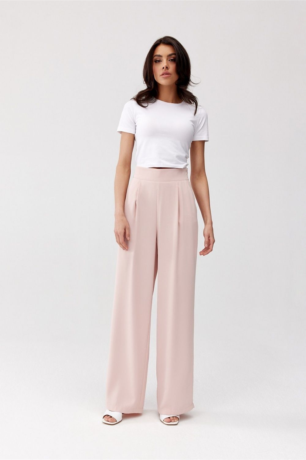 Vide satengbukser med høy midje - Roco Fashion fra MS StyleHaven, størrelse 36, med long, bukselengde long, kjolelengde maxi, kjolestil flared; sheath