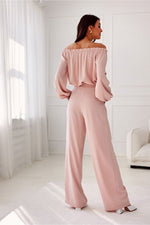 Vide satengbukser med høy midje - Roco Fashion fra MS StyleHaven, størrelse 38, med long, bukselengde long, kjolelengde maxi, kjolestil flared; sheath