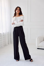Vide satengbukser med høy midje - Roco Fashion fra MS StyleHaven, størrelse 42, med long, bukselengde long, kjolelengde maxi, kjolestil flared; sheath