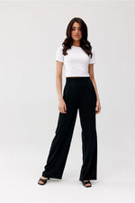 Vide satengbukser med høy midje - Roco Fashion fra MS StyleHaven, størrelse 38, med long, bukselengde long, kjolelengde maxi, kjolestil flared; sheath