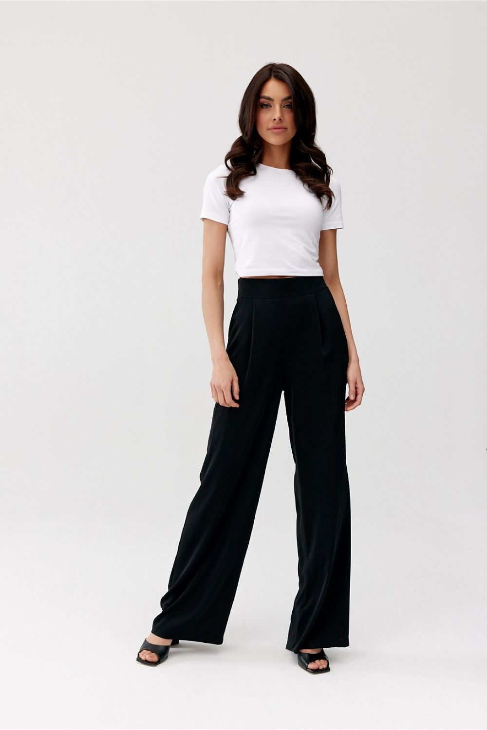Vide satengbukser med høy midje - Roco Fashion fra MS StyleHaven, størrelse 38, med long, bukselengde long, kjolelengde maxi, kjolestil flared; sheath