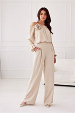 Vide satengbukser med høy midje - Roco Fashion fra MS StyleHaven, størrelse 40, med long, bukselengde long, kjolelengde maxi, kjolestil flared; sheath
