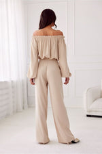 Vide satengbukser med høy midje - Roco Fashion fra MS StyleHaven, størrelse 34, med long, bukselengde long, kjolelengde maxi, kjolestil flared; sheath
