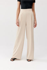 Vide satengbukser med høy midje - Roco Fashion fra MS StyleHaven, størrelse 36, med long, bukselengde long, kjolelengde maxi, kjolestil flared; sheath
