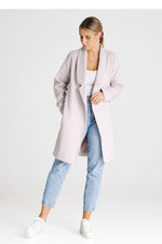 Åpen Frakk Figl til dame fra MS StyleHaven, laget av polyester; Viskose, farge beige, størrelse XS, med long ermer, perfekt til casual; dress
