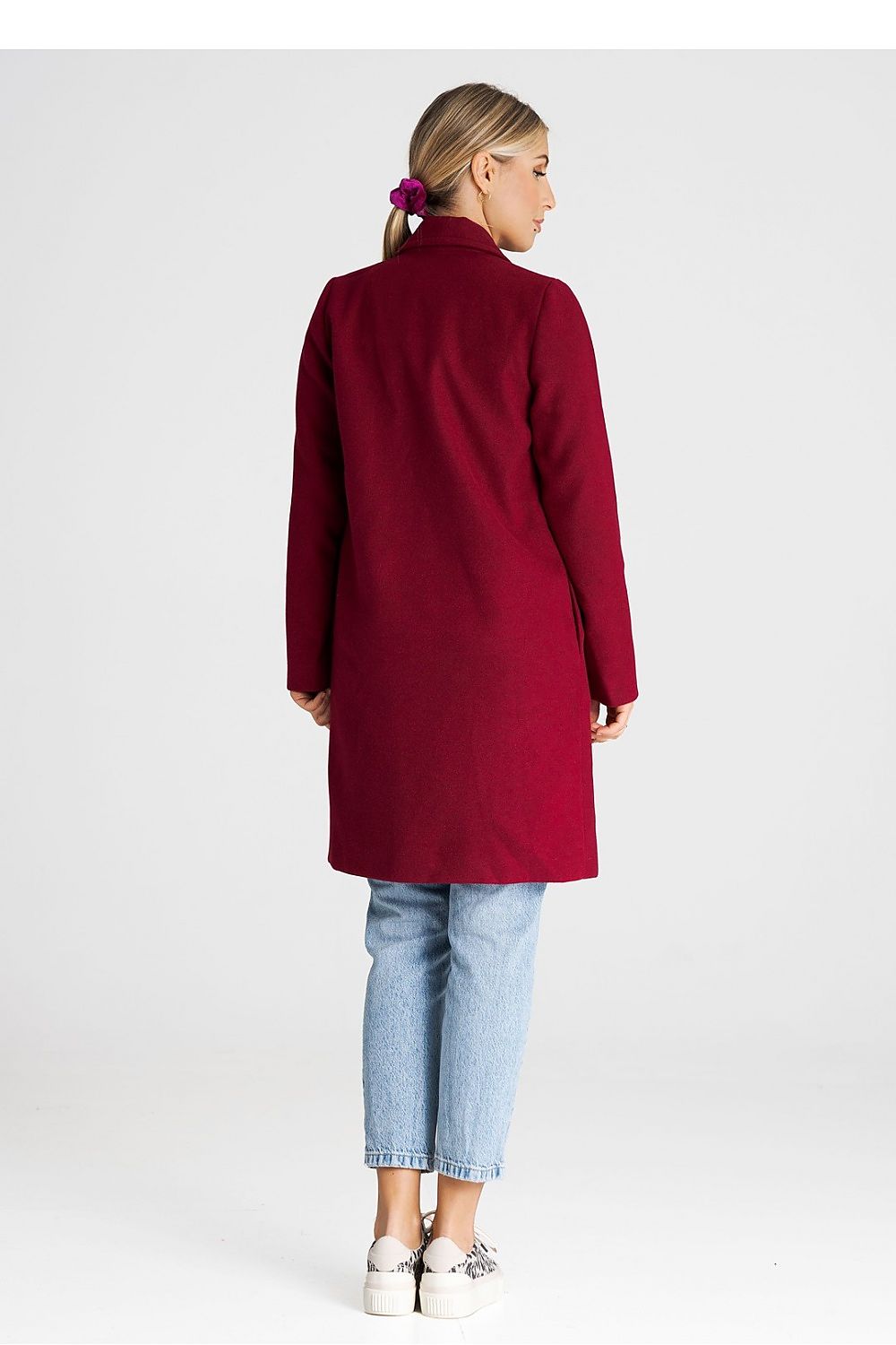 Åpen Frakk Figl til dame fra MS StyleHaven, laget av polyester; Viskose, farge Rød, størrelse M, med long ermer, perfekt til casual; dress