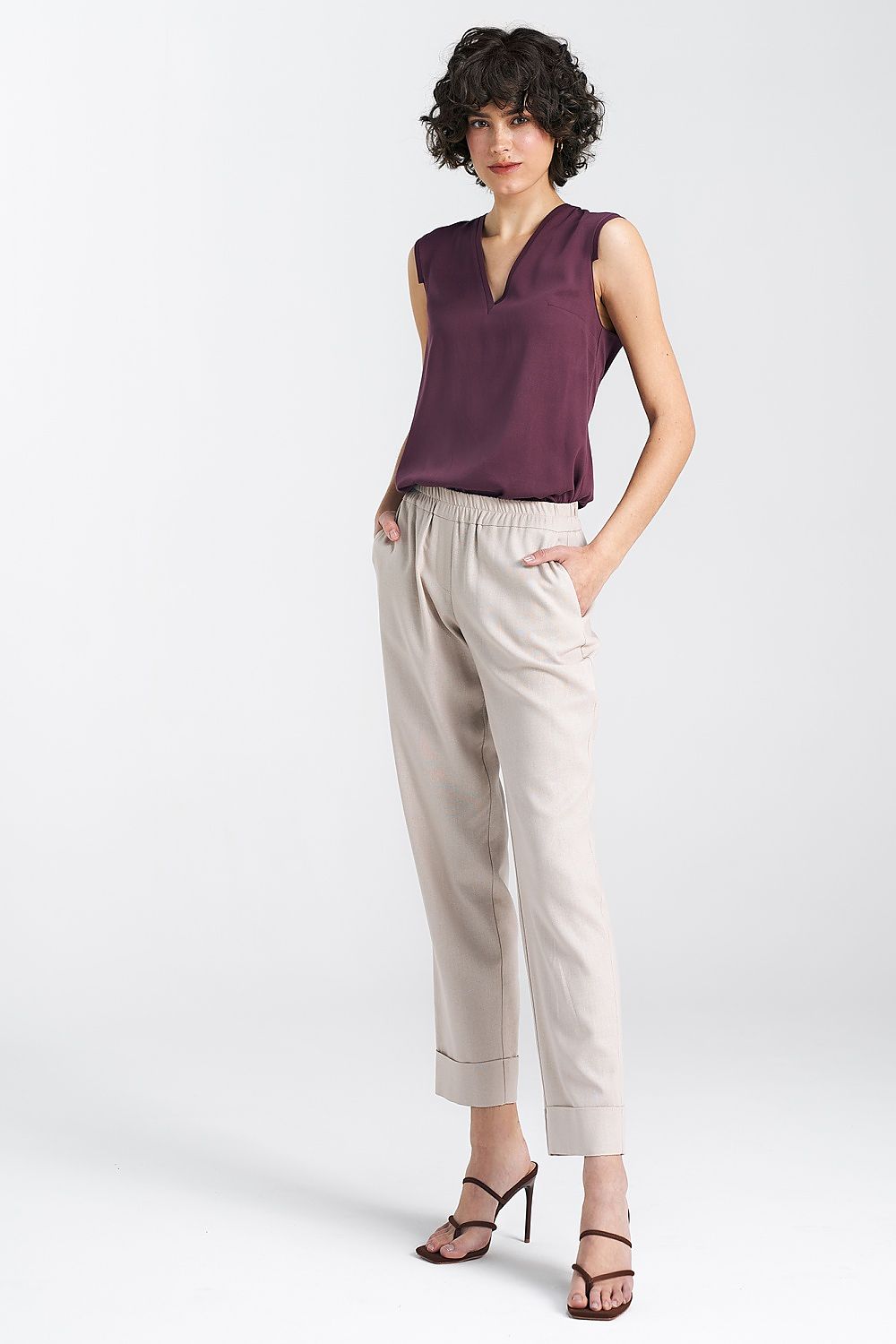 Bluse Nife til dame fra MS StyleHaven, laget av Viskose, farge Fiolett, størrelse 38, med short; 3-4; sleeveless ermer, perfekt til casual; dress