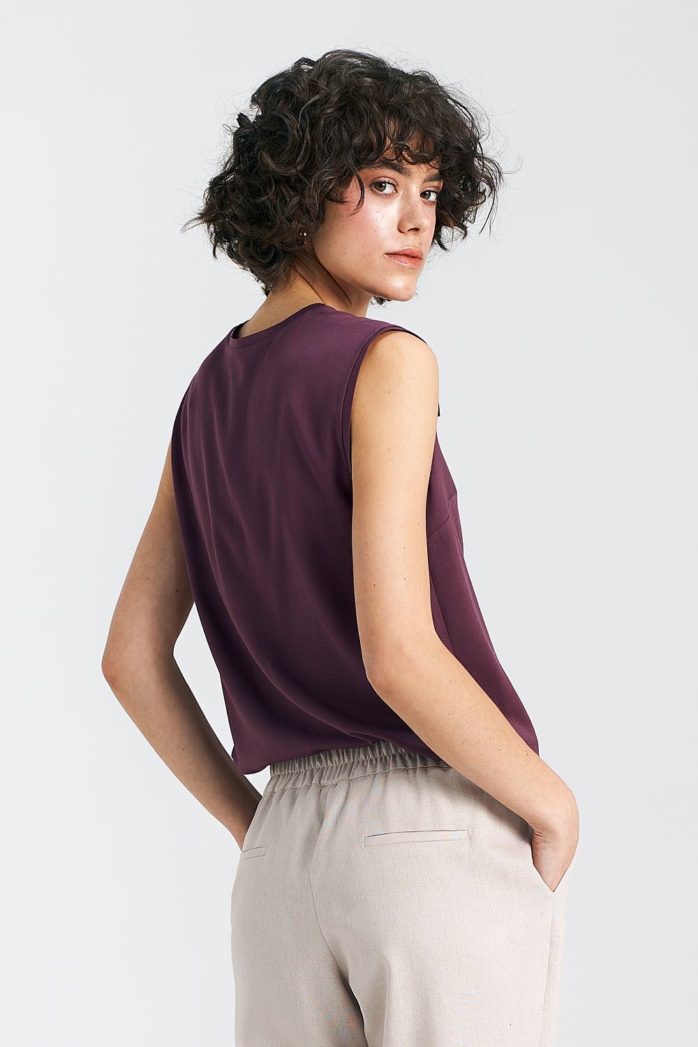 Bluse Nife til dame fra MS StyleHaven, laget av Viskose, farge Fiolett, størrelse 40, med short; 3-4; sleeveless ermer, perfekt til casual; dress