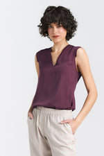 Bluse Nife til dame fra MS StyleHaven, laget av Viskose, farge Fiolett, størrelse 42, med short; 3-4; sleeveless ermer, perfekt til casual; dress