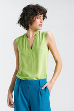 Bluse Nife til dame fra MS StyleHaven, laget av Viskose, farge Grønn, størrelse 42, med short; 3-4; sleeveless ermer, perfekt til casual; dress