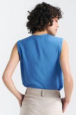 Bluse Nife til dame fra MS StyleHaven, laget av Viskose, farge Blå, størrelse 40, med short; 3-4; sleeveless ermer, perfekt til casual; dress