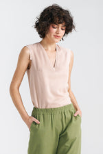Bluse Nife til dame fra MS StyleHaven, laget av Viskose, farge beige, størrelse 40, med short; 3-4; sleeveless ermer, perfekt til casual; dress