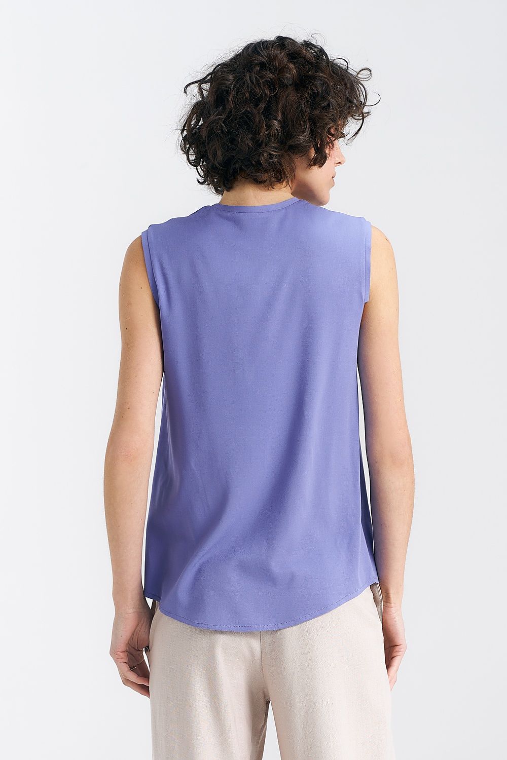 Bluse Nife til dame fra MS StyleHaven, laget av Viskose, farge Fiolett 2, størrelse 38, med short; 3-4; sleeveless ermer, perfekt til casual; dress
