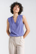 Bluse Nife til dame fra MS StyleHaven, laget av Viskose, farge Fiolett 2, størrelse 40, med short; 3-4; sleeveless ermer, perfekt til casual; dress