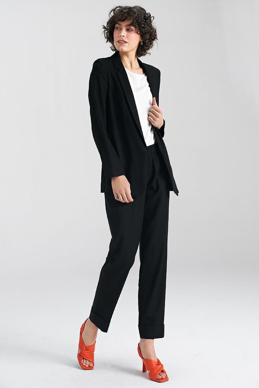 Rette Ben Damebukser - Nife til dame fra MS StyleHaven, laget av Viskose; Bomull; Lin, farge Svart, størrelse 36, med short ermer