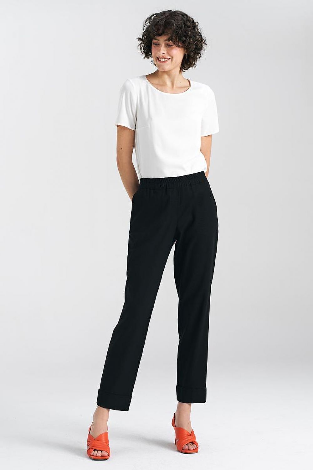 Rette Ben Damebukser - Nife til dame fra MS StyleHaven, laget av Viskose; Bomull; Lin, farge Svart, størrelse 40, med short ermer