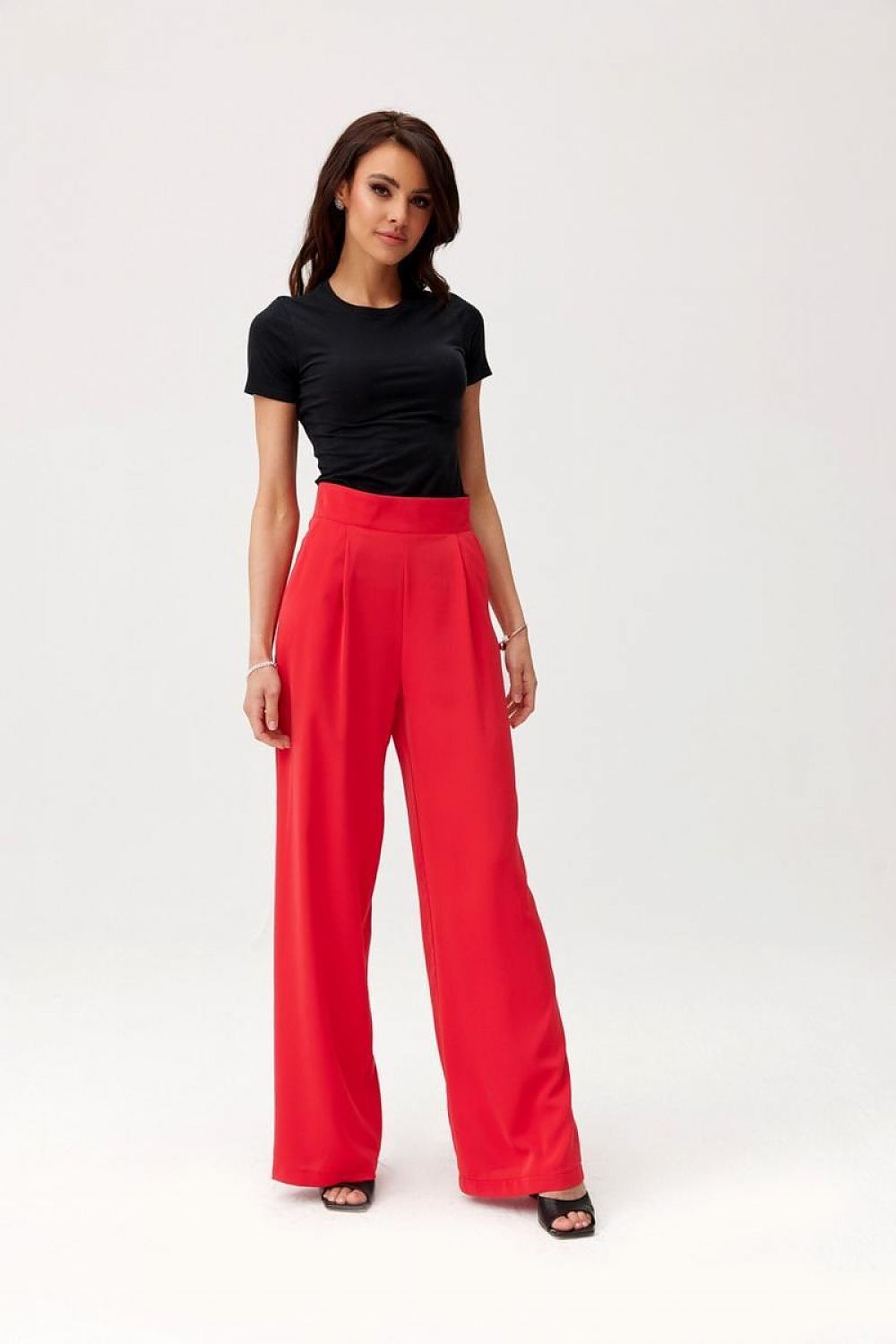 Vide satengbukser med høy midje - Roco Fashion fra MS StyleHaven, størrelse 36, med long, bukselengde long, kjolelengde maxi, kjolestil flared; sheath