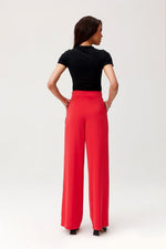 Vide satengbukser med høy midje - Roco Fashion fra MS StyleHaven, størrelse 40, med long, bukselengde long, kjolelengde maxi, kjolestil flared; sheath