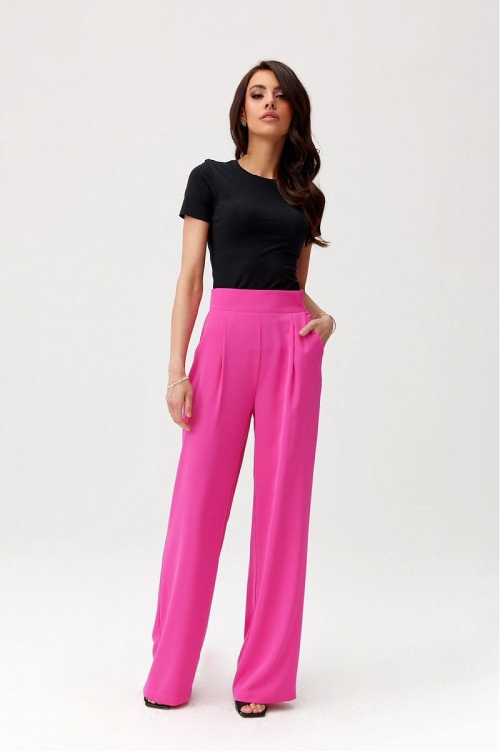 Vide satengbukser med høy midje - Roco Fashion fra MS StyleHaven, størrelse 34, med long, bukselengde long, kjolelengde maxi, kjolestil flared; sheath