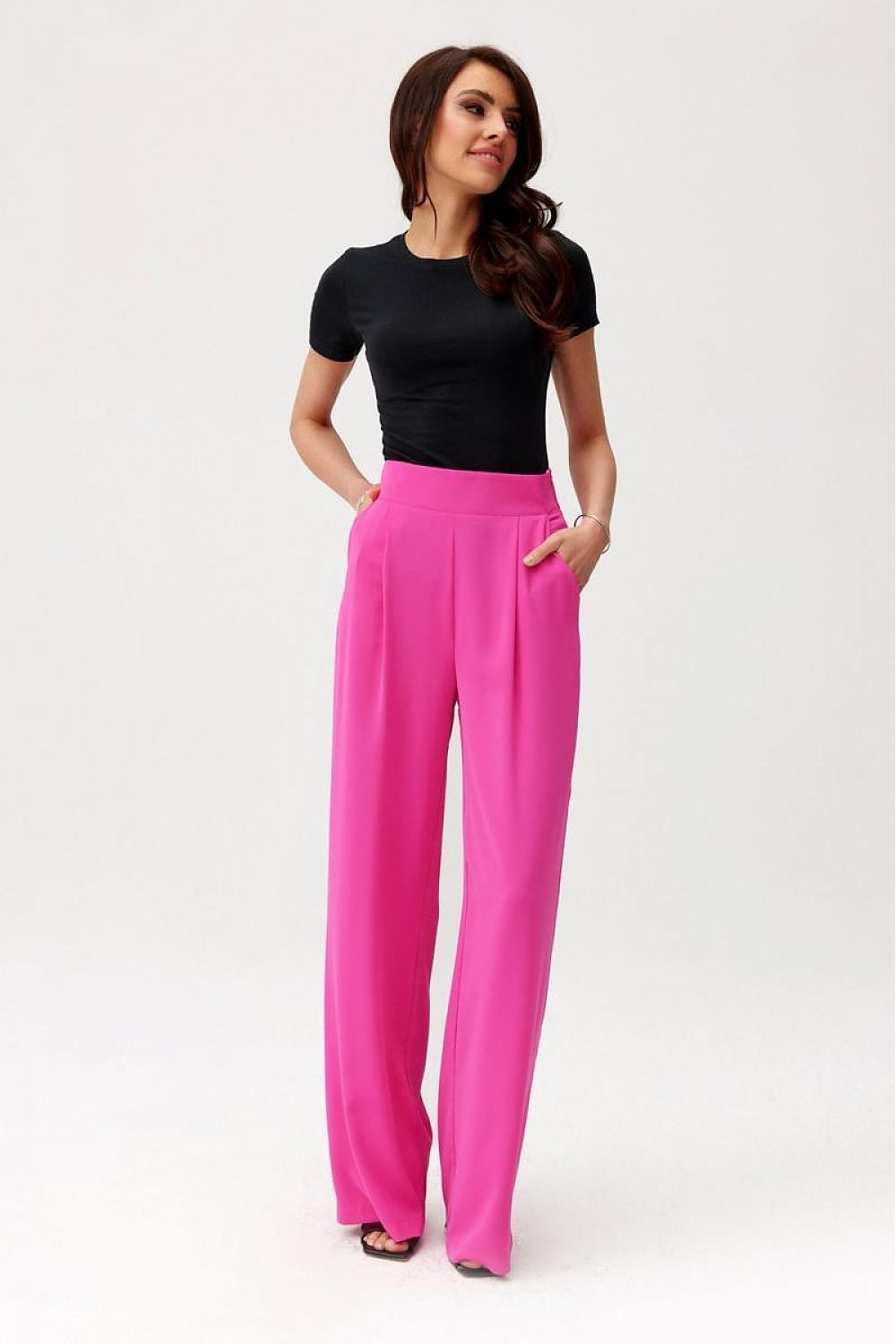 Vide satengbukser med høy midje - Roco Fashion fra MS StyleHaven, størrelse 36, med long, bukselengde long, kjolelengde maxi, kjolestil flared; sheath
