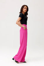 Vide satengbukser med høy midje - Roco Fashion fra MS StyleHaven, størrelse 38, med long, bukselengde long, kjolelengde maxi, kjolestil flared; sheath