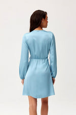 Catlin – sateng Minikjole av Roco Fashion fra MS StyleHaven, størrelse 36, med long, bukselengde long, kjolelengde mini, kjolestil wrap; a-line