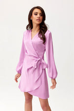 Catlin – sateng Minikjole av Roco Fashion fra MS StyleHaven, størrelse 38, med long, bukselengde long, kjolelengde mini, kjolestil wrap; a-line