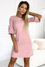 Neva kjole til dame fra MS StyleHaven, laget av polyester, farge Marineblå, størrelse L, med short ermer, perfekt til casual; dress