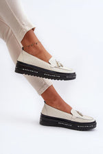 Mocassin Step in Style til dame fra MS StyleHaven, laget av polyester, farge beige, størrelse 38, med long ermer, perfekt til casual; dress