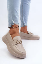 Mocassin Step in Style til dame fra MS StyleHaven, laget av polyester, farge beige, størrelse 38, med 45720 ermer, perfekt til casual; dress