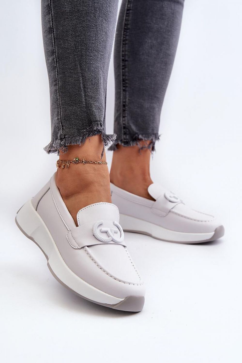 Mocassin Step in Style til dame fra MS StyleHaven, laget av polyester, farge beige, størrelse 41, med 45720 ermer, perfekt til casual; dress