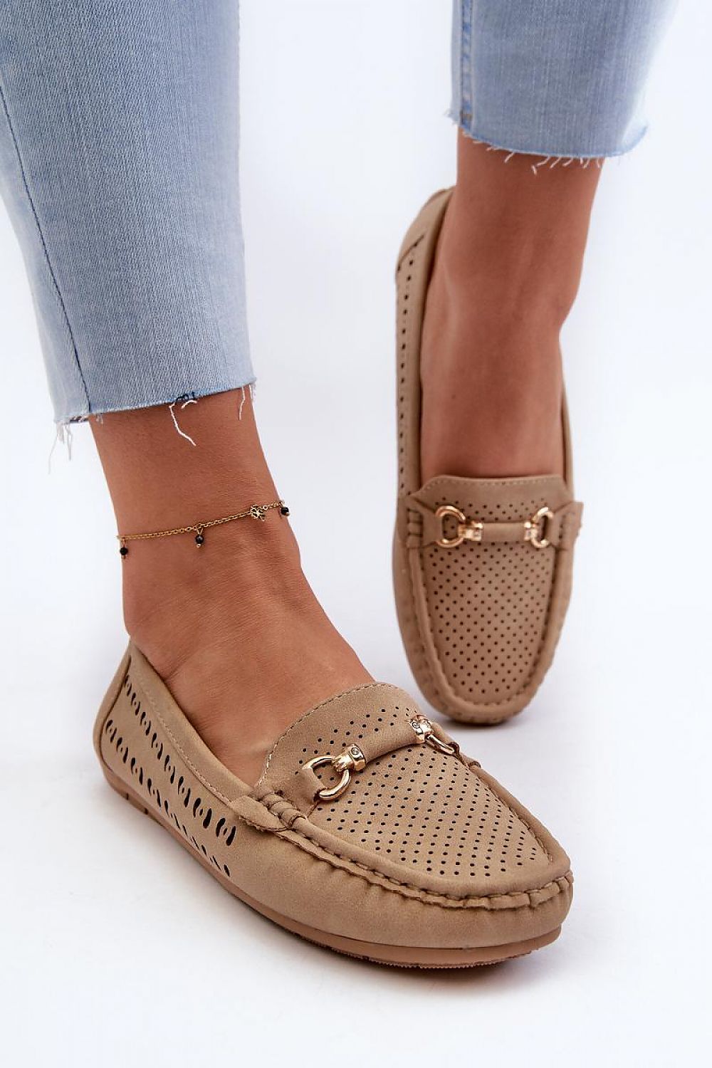 Mocassin Step in Style til dame fra MS StyleHaven, laget av polyester, farge beige, størrelse 41, med 45720 ermer, perfekt til casual; dress