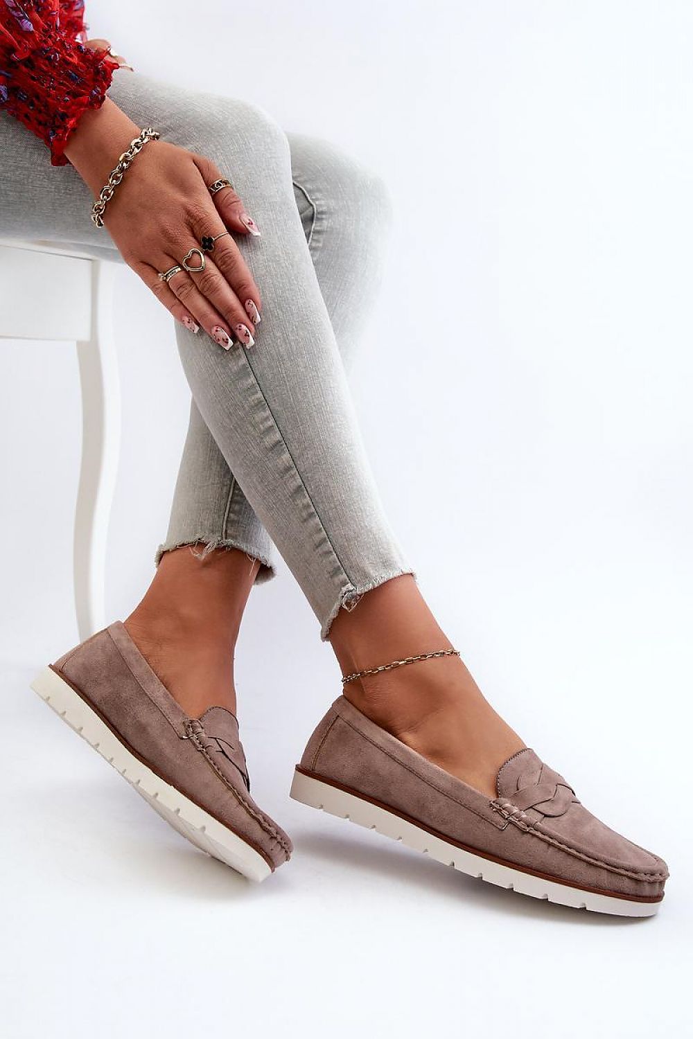 Mocassin Step in Style til dame fra MS StyleHaven, laget av polyester, farge beige, størrelse 38, med 45720 ermer, perfekt til casual; dress