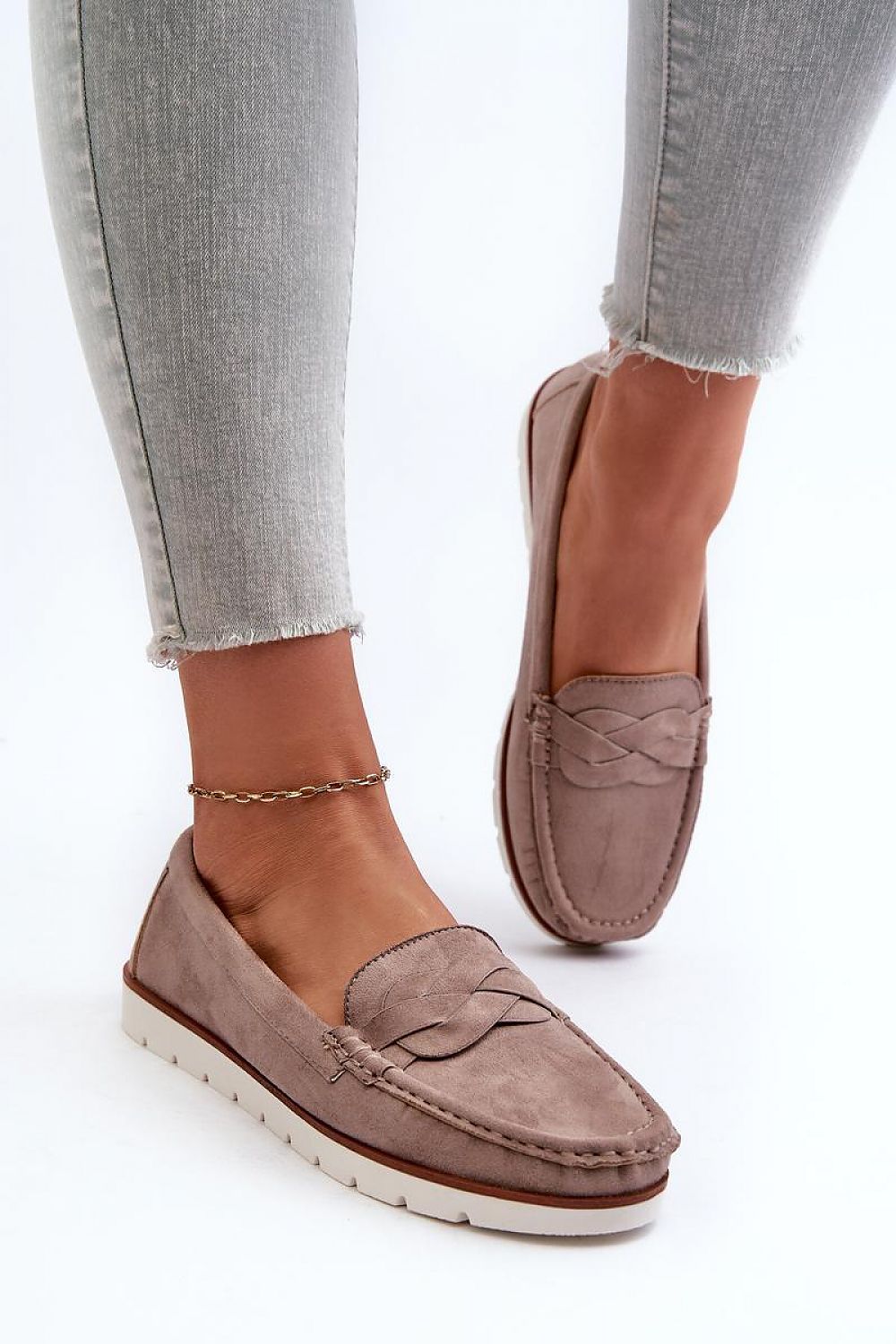 Mocassin Step in Style til dame fra MS StyleHaven, laget av polyester, farge beige, størrelse 39, med 45720 ermer, perfekt til casual; dress