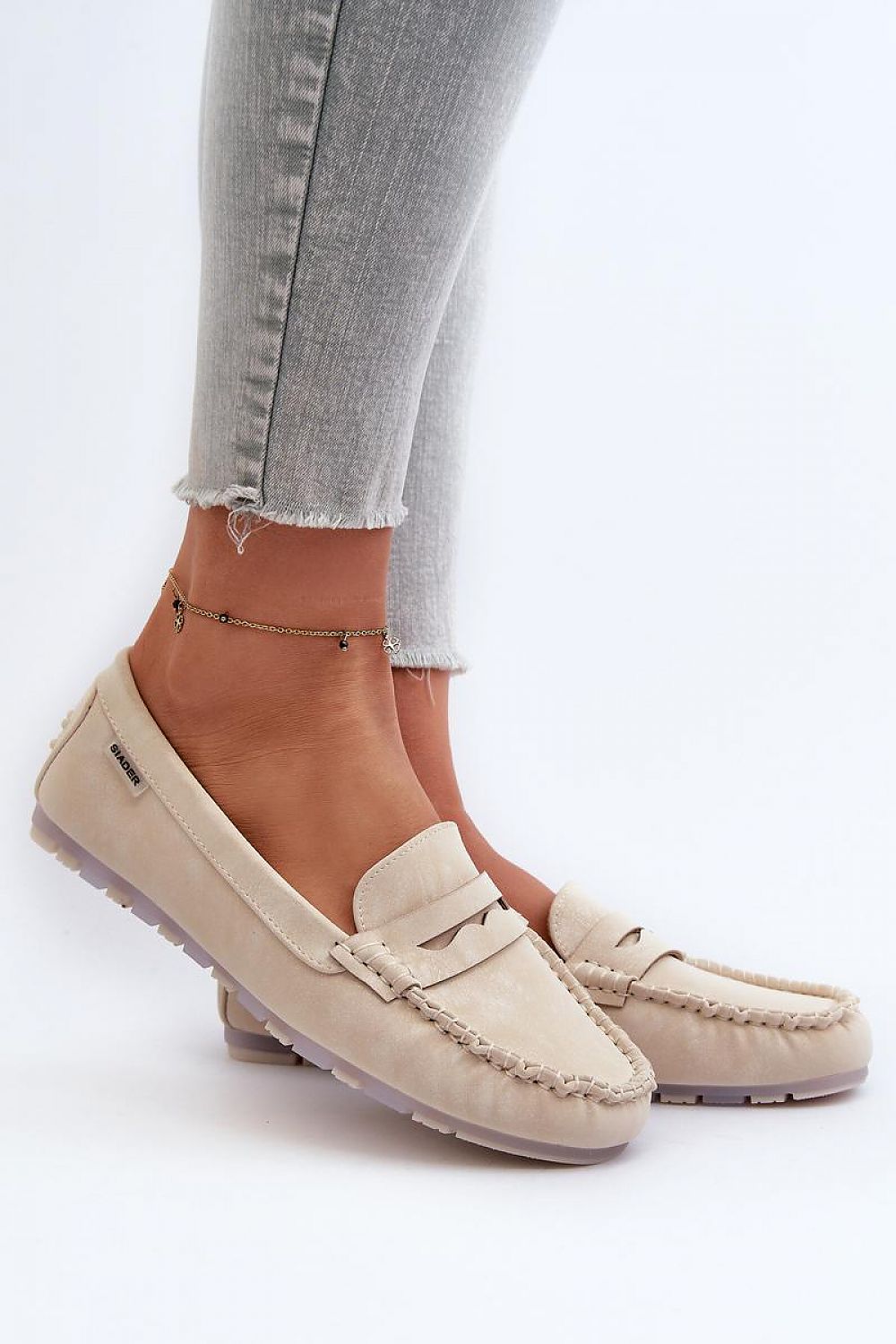Mocassin Step in Style til dame fra MS StyleHaven, laget av polyester, med detaljer i faux-leather; rubber, farge beige, størrelse 36, med 45720 ermer, hælhøyde low; flat, skostørrelse 36; 37; 38; 39; 40; 41, perfekt til casual; dress