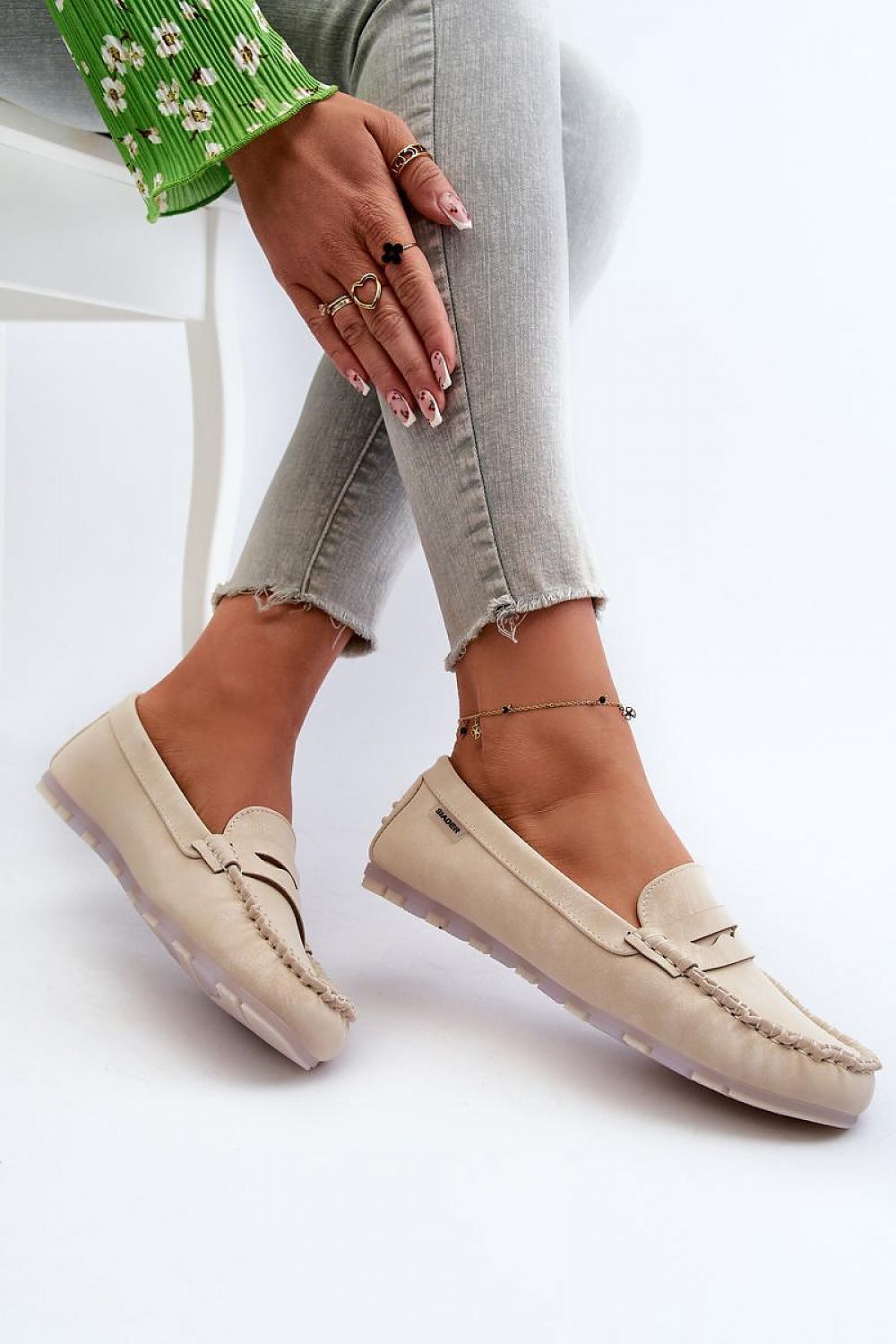 Mocassin Step in Style til dame fra MS StyleHaven, laget av polyester, farge beige, størrelse 37, med 45720 ermer, perfekt til casual; dress