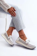 Mocassin Step in Style til dame fra MS StyleHaven, laget av polyester, farge Hvit, størrelse 38, med 45720 ermer, perfekt til casual