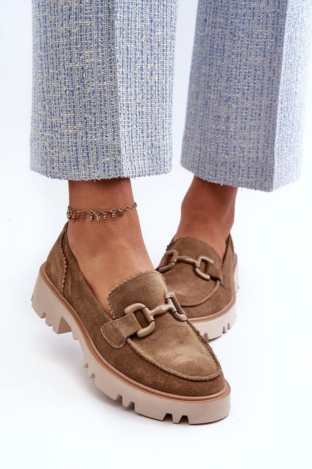 Mocassin Step in Style til dame fra MS StyleHaven, laget av polyester, farge Brun, størrelse 38, med 45720 ermer, perfekt til casual; dress