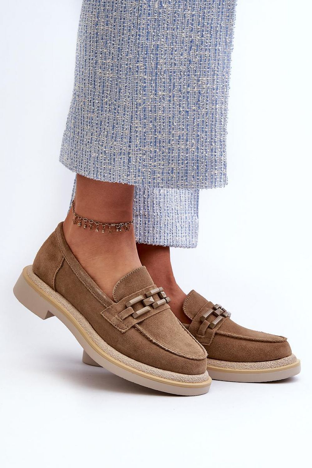 Mocassin Step in Style til dame fra MS StyleHaven, laget av polyester, med detaljer i suede, farge Brun, størrelse 36, med 45720 ermer, hælhøyde low, skostørrelse 36; 37; 38; 39; 40; 41, perfekt til casual