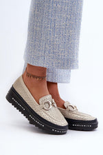 Mocassin Step in Style til dame fra MS StyleHaven, laget av polyester, med detaljer i leather, farge Gul, størrelse 36, med 45720 ermer, hælhøyde low, skostørrelse 36; 37; 38; 39; 40; 41, perfekt til casual; dress