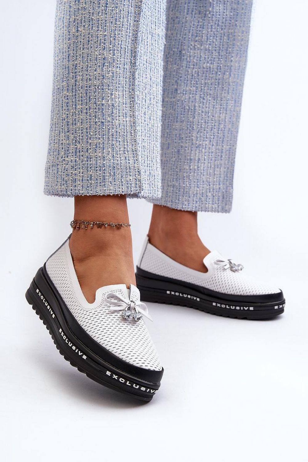 Mocassin Step in Style til dame fra MS StyleHaven, laget av polyester, farge Hvit, størrelse 37, med 45720 ermer, perfekt til casual; dress