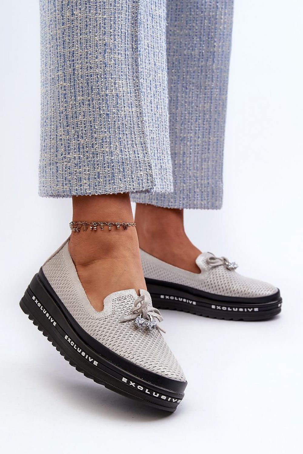 Mocassin Step in Style til dame fra MS StyleHaven, laget av polyester, farge Hvit, størrelse 39, med 45720 ermer, perfekt til casual; dress