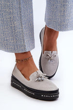 Mocassin Step in Style til dame fra MS StyleHaven, laget av polyester, farge Hvit, størrelse 40, med 45720 ermer, perfekt til casual; dress