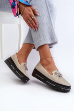 Mocassin Step in Style til dame fra MS StyleHaven, laget av polyester, farge Grå, størrelse 38, med 45720 ermer, perfekt til casual; dress