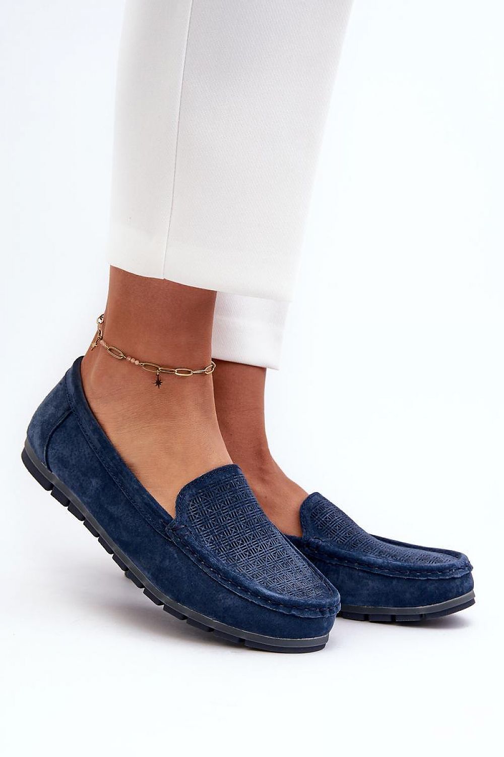 Mocassin Step in Style til dame fra MS StyleHaven, laget av polyester, med detaljer i leather; suede, farge Marineblå, størrelse 36, med 45720 ermer, hælhøyde flat, skostørrelse 36; 37; 38; 39; 40; 41, perfekt til casual