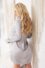 Carey Elegance Nattskjorte - Kalimo til dame fra MS StyleHaven, laget av polyester; Elastan, farge beige, størrelse M, med 3-4; long ermer, perfekt til casual; dress