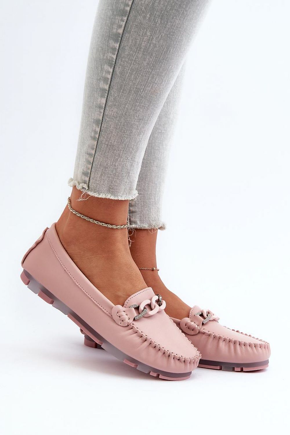 Mocassin Step in Style til dame fra MS StyleHaven, laget av polyester, med detaljer i leather, farge Rosa, størrelse 36, med 45720 ermer, hælhøyde low, skostørrelse 36; 37; 38; 39; 40; 41, perfekt til casual; dress