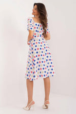 Lakerta sommer-kjole med puffermer til dame fra MS StyleHaven, laget av polyester; Viskose, farge Hvit, størrelse 40, med short ermer, perfekt til casual; dress
