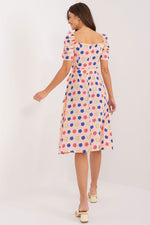 Lakerta sommer-kjole med puffermer til dame fra MS StyleHaven, laget av polyester; Viskose, farge Rosa, størrelse 38, med short ermer, perfekt til casual; dress