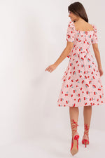 Lakerta sommer-kjole med puffermer til dame fra MS StyleHaven, laget av polyester; Viskose, farge Rosa 2, størrelse 36, med short ermer, perfekt til casual; dress